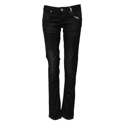 Acht Black Cotton Slim Fit Denim Low Waist Denim Jeans Acht