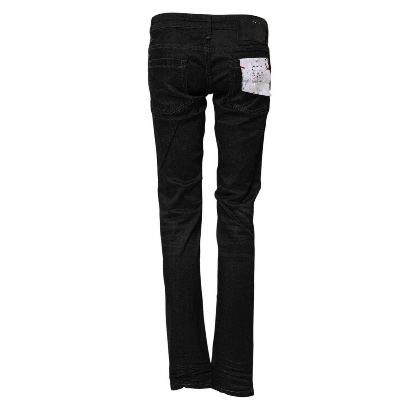 Acht Black Cotton Slim Fit Denim Low Waist Denim Jeans Acht