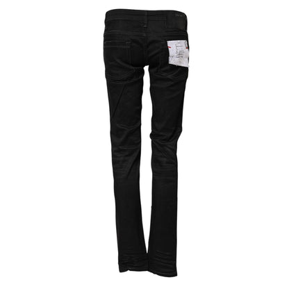 Acht Black Cotton Slim Fit Denim Low Waist Denim Jeans Acht