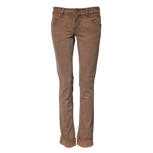 Acht Brown Cotton Slim Fit Denim Low Waist Jeans Acht
