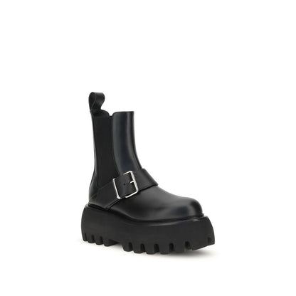 Alexander McQueen Black Calf Leather Bos Taurus Ankle Boots Alexander McQueen