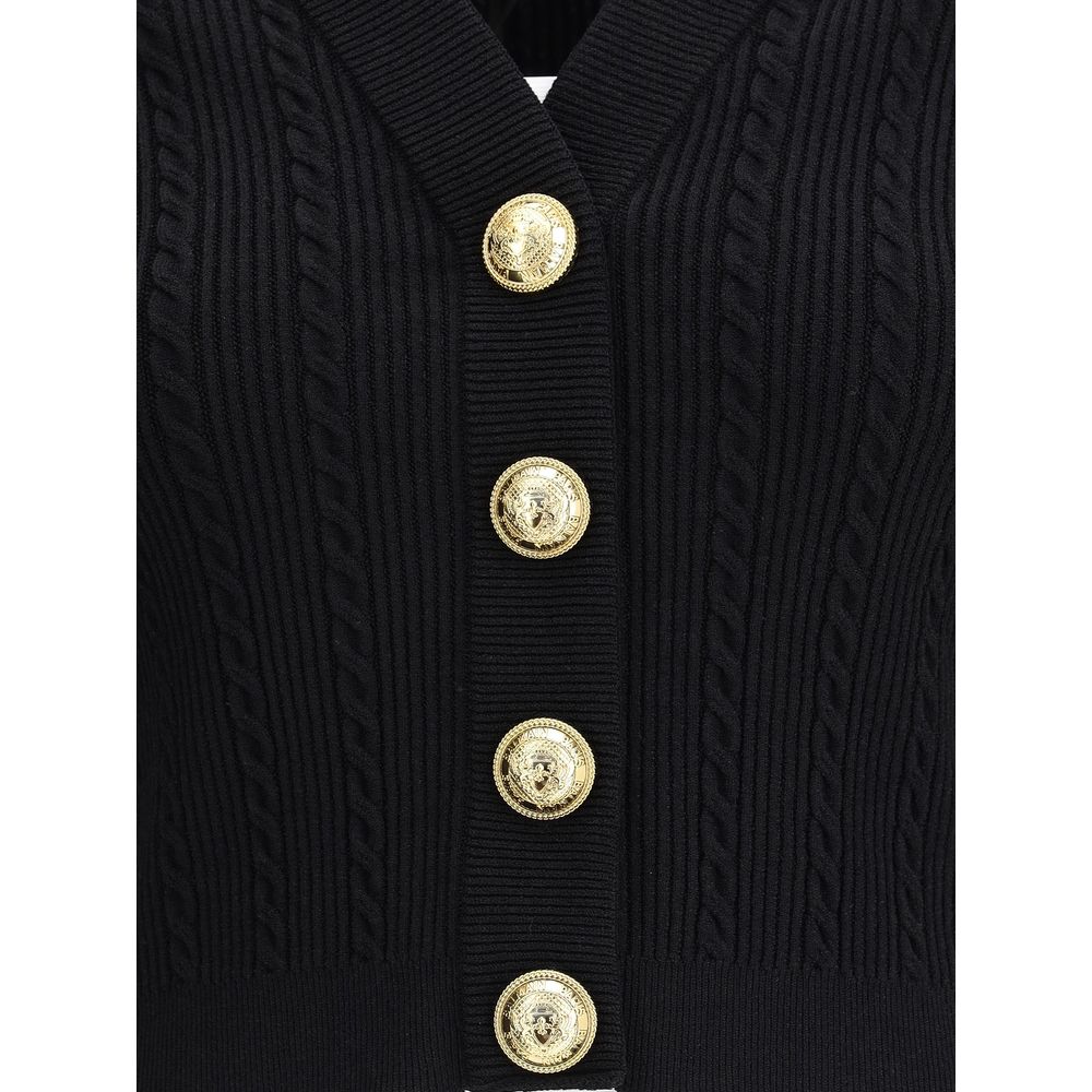 Balmain Black Viscose Cardigan Balmain