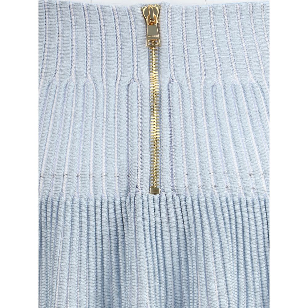 Balmain Light Blue Viscose Mini Skirt Balmain