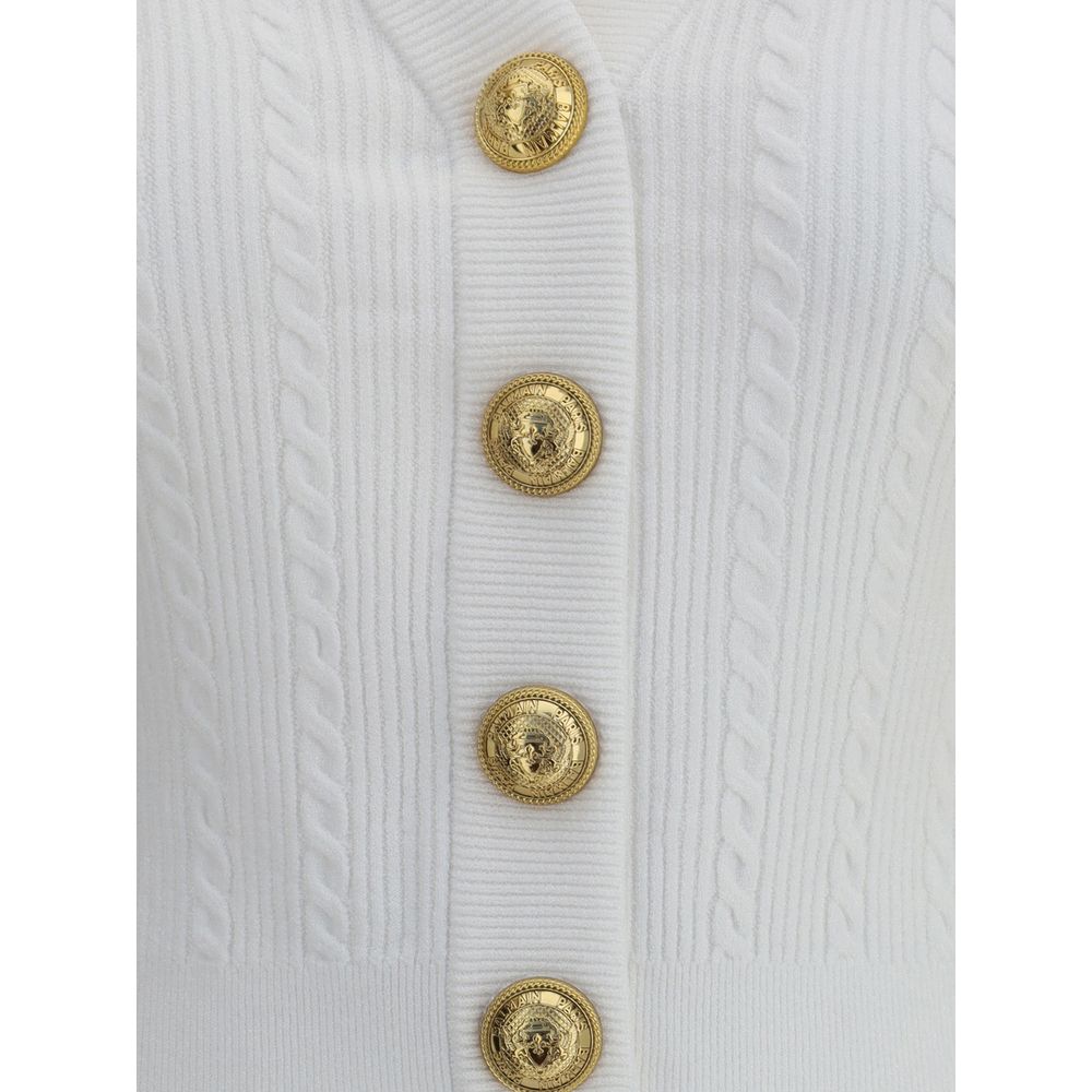 Balmain White Viscose Cardigan Balmain