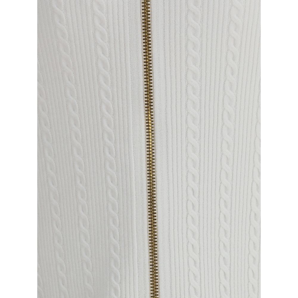 Balmain White Viscose Midi Skirt Balmain