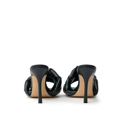 Bottega Veneta Green Leather Stiletto Heel Sandals