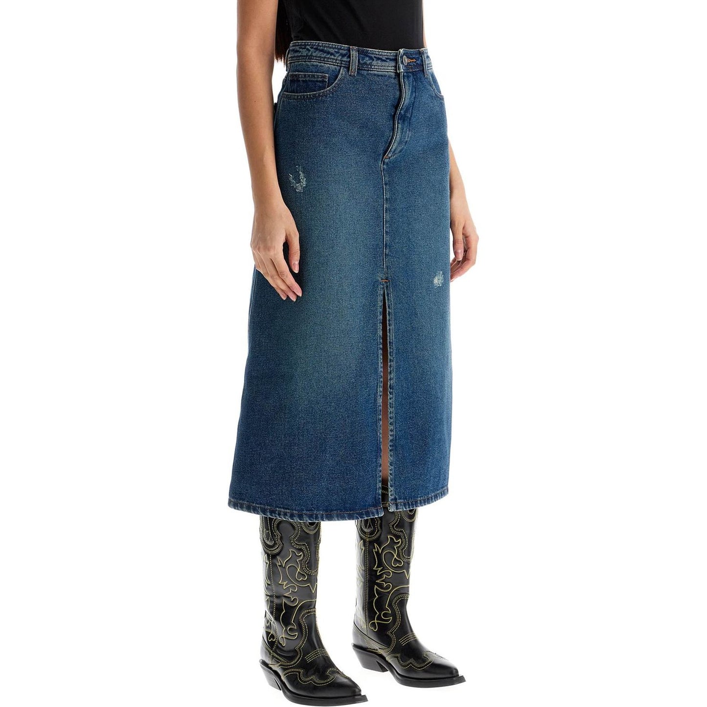 A.P.C. 'georgia denim midi skirt in Skirts A.P.C. Dark Slate Gray