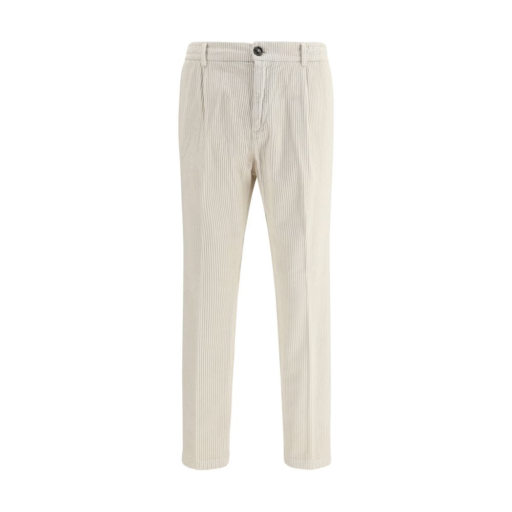 Cruna White Cotton Casual Pants Cruna