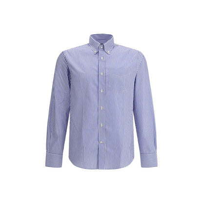 Deperlu Blue Cotton Pattern Shirt Deperlu