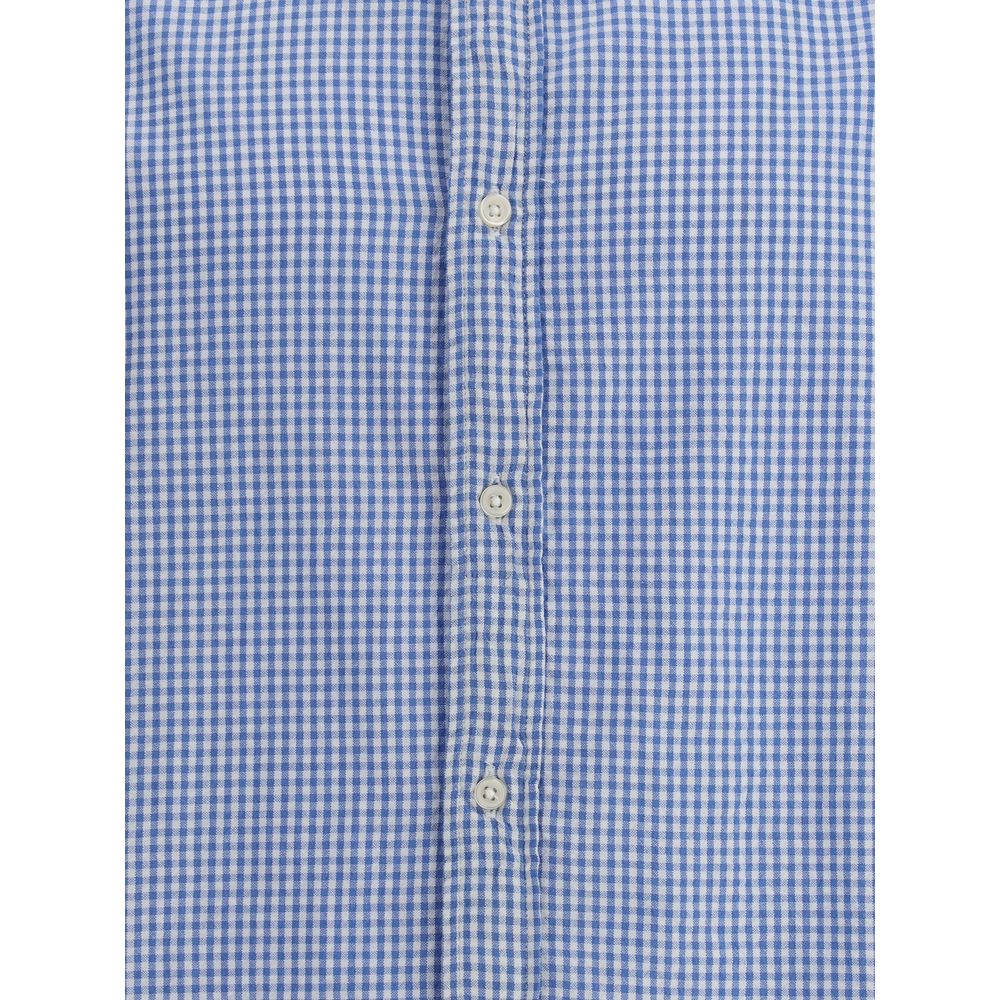Deperlu Light Blue Cotton Pattern Shirt Deperlu