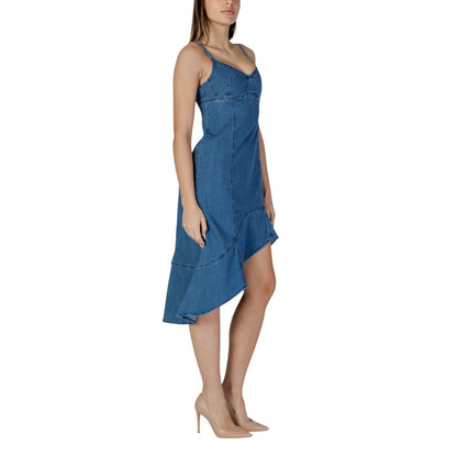 Desigual Blue Cotton Long Dress Desigual