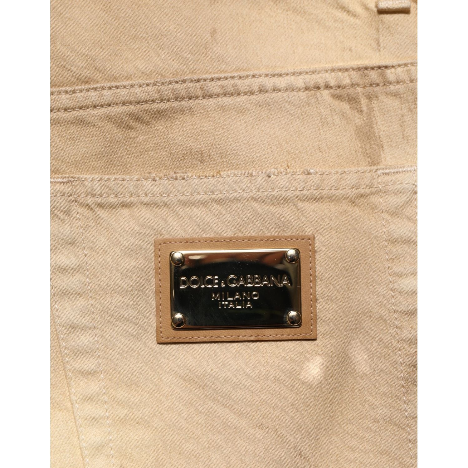 Dolce & Gabbana Beige Cotton Loose Tattered Men Denim Jeans