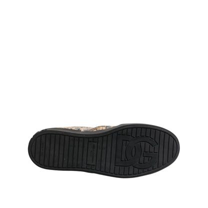 Dolce & Gabbana Beige Cotton Low Top Slip On Sneakers Shoes