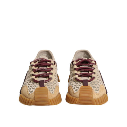 Dolce & Gabbana Beige Neoprene DG Logo NS1 Lace Sneakers Shoes