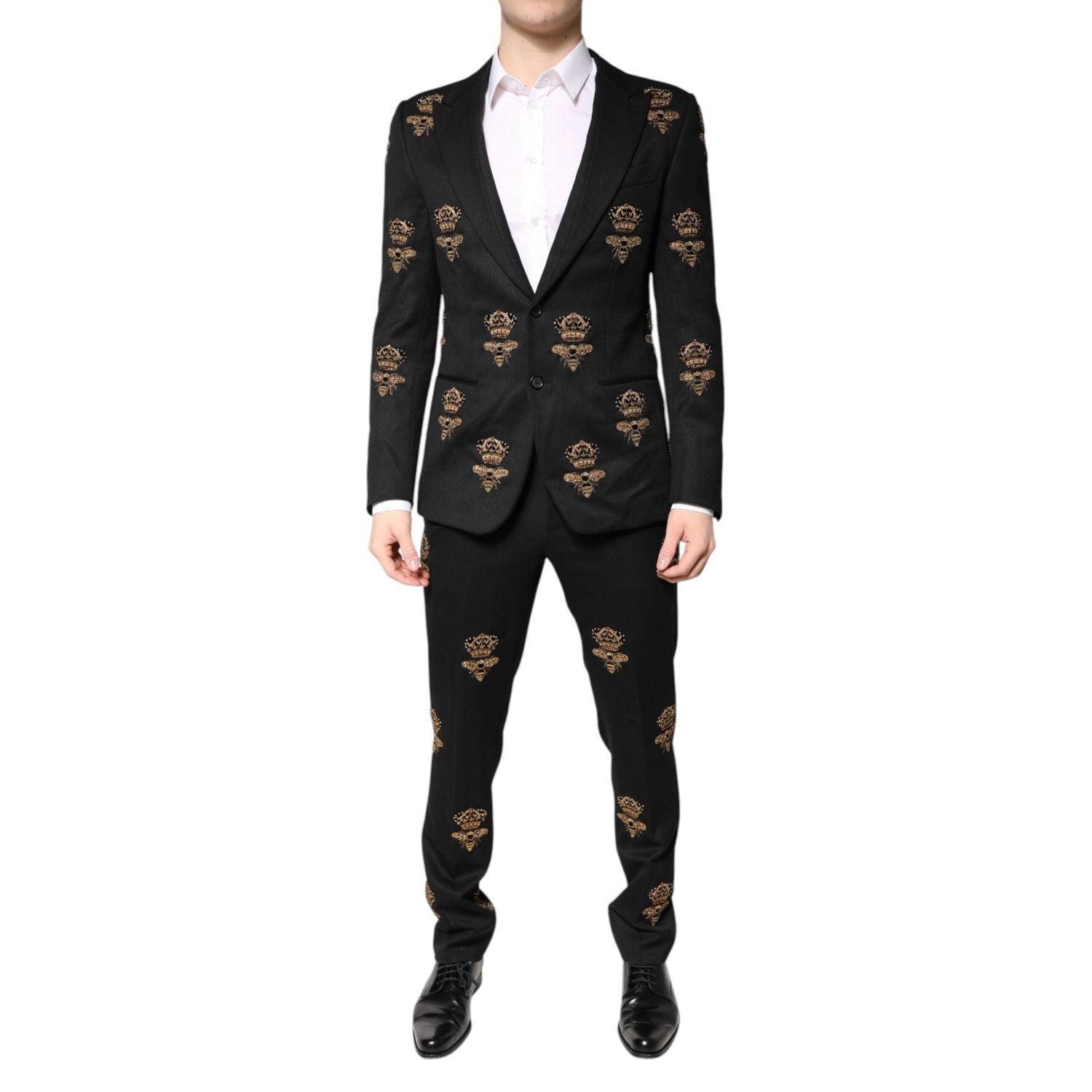 Dolce & Gabbana Black Bee Crown Embroidery 2 Piece Suit