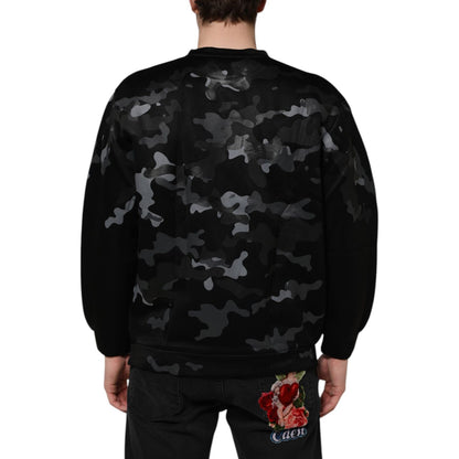 Dolce & Gabbana Black Camouflage Pullover Sweatshirt Sweater