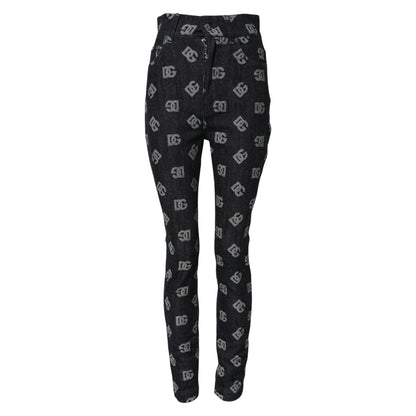Dolce & Gabbana Black DG Logo High Waist Skinny Denim Jeans