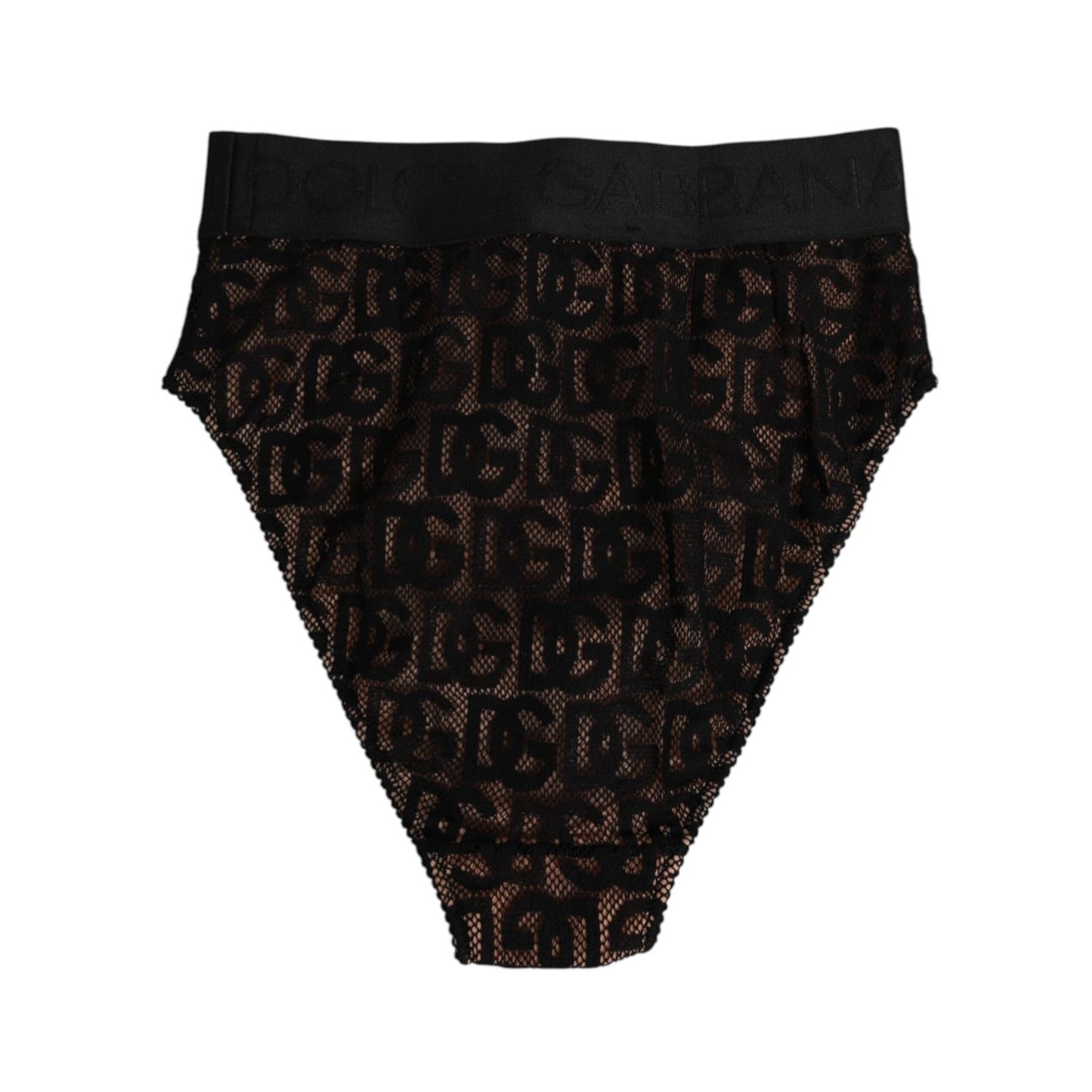 Dolce & Gabbana Black DG Logo Lace High Brief Panty Underwear