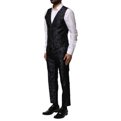 Dolce & Gabbana Black Jacquard 3 Piece Single Breasted Suit