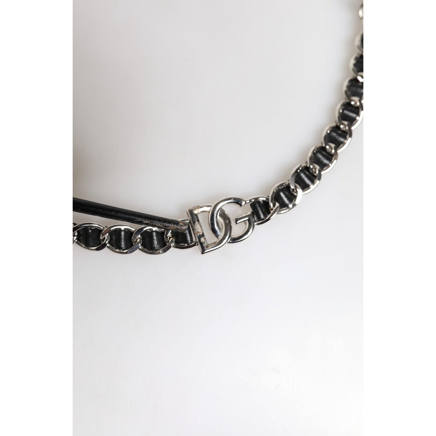 Dolce & Gabbana Black Leather DG Logo Chain Bag Shoulder Strap