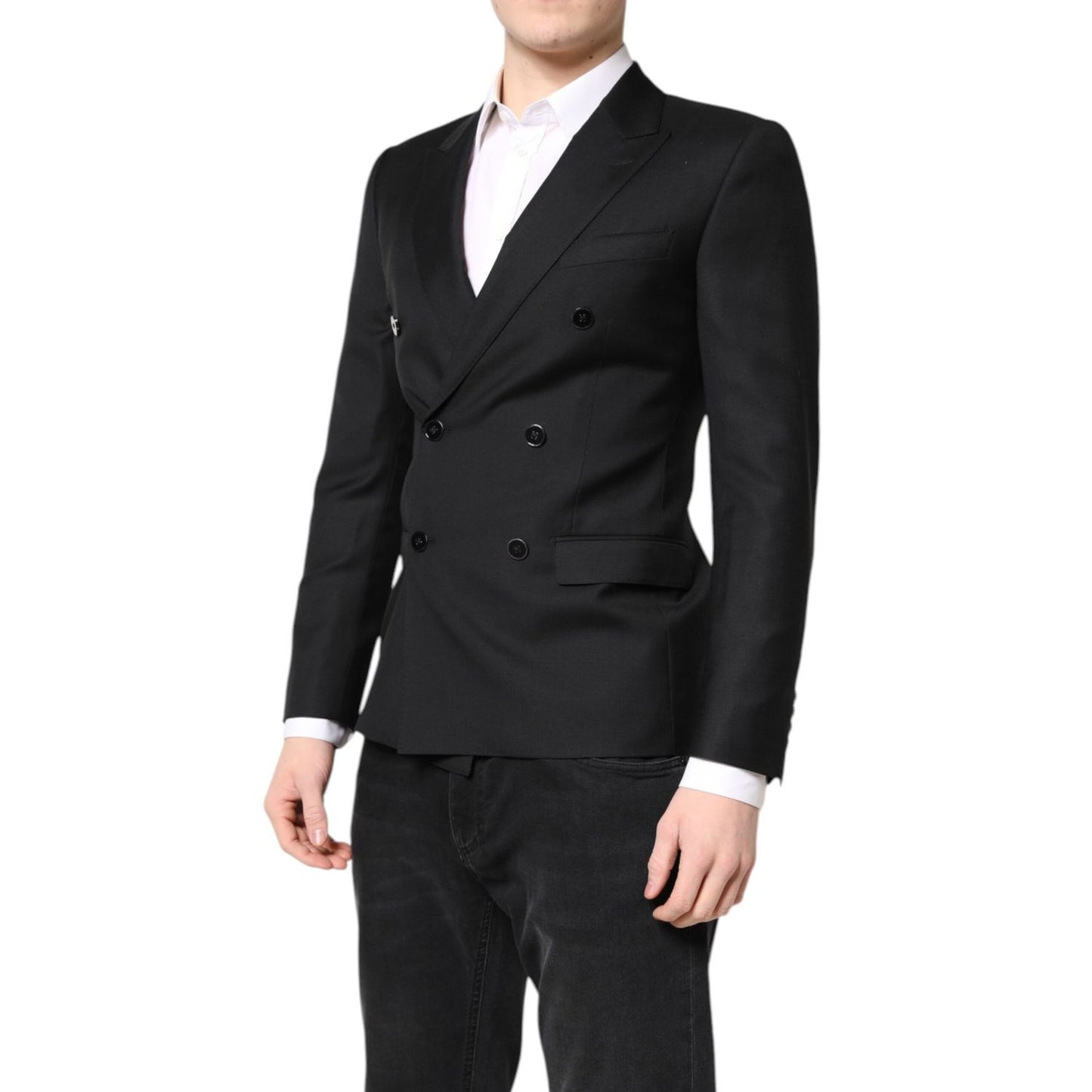 Dolce & Gabbana Black MARTINI Double Breasted Coat Blazer