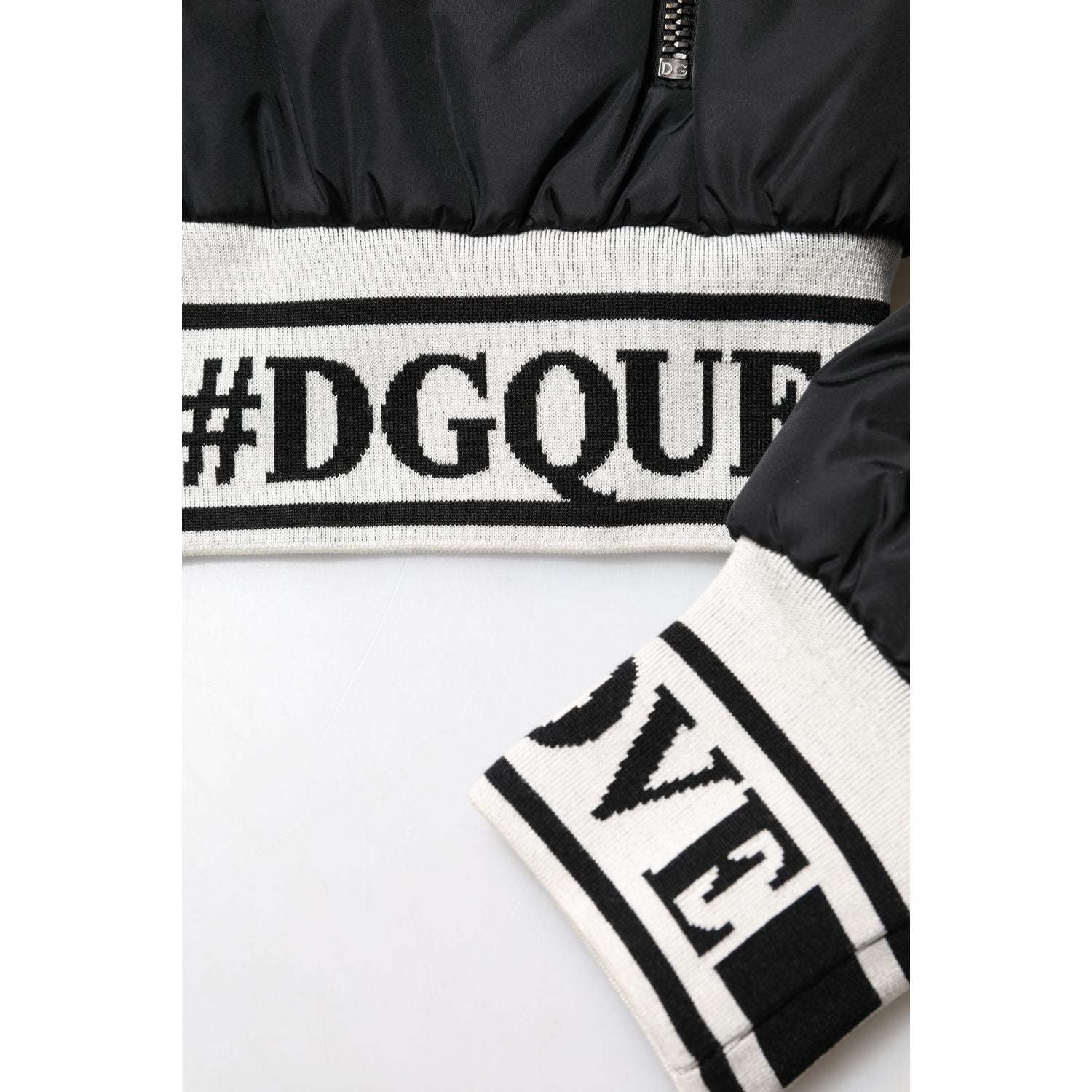 Dolce & Gabbana Black Nylon #DGFamily Full Zip Bomber Jacket