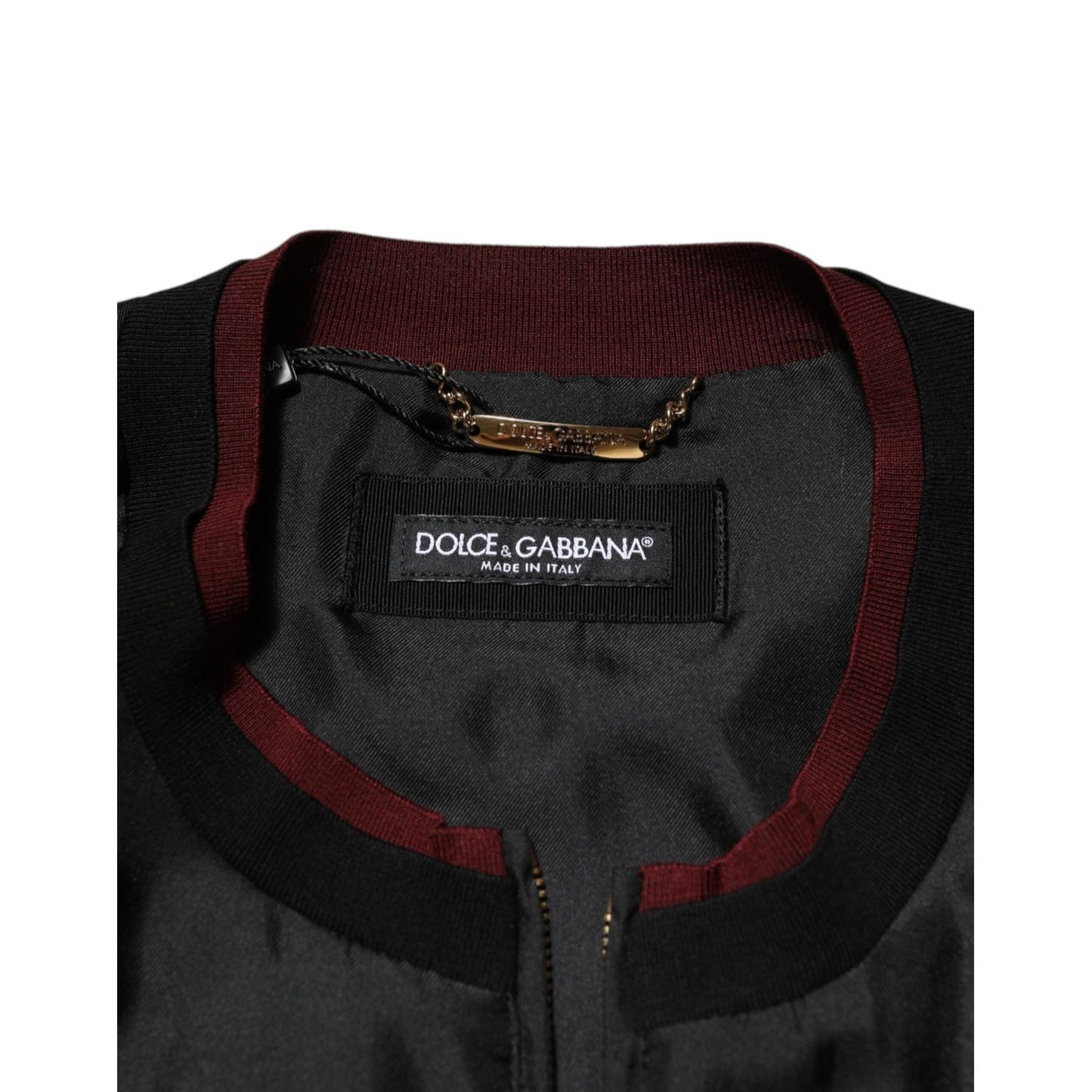 Dolce & Gabbana Black Red Floral Silk Bomber Blouson Jacket