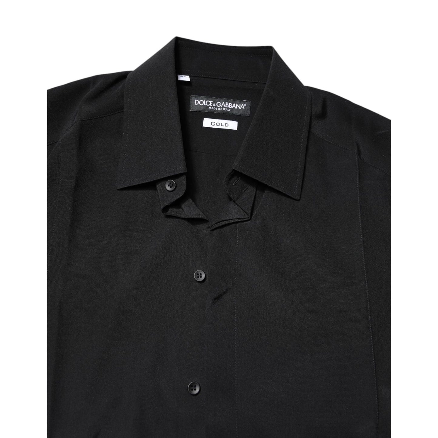 Dolce & Gabbana Black Silk GOLD Long Sleeves Dress Shirt