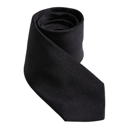 Dolce & Gabbana Black Solid Silk Adjustable Necktie Tie