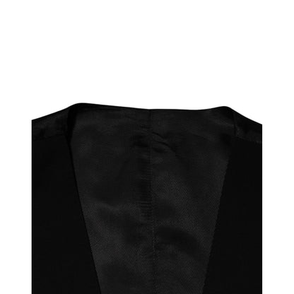 Dolce & Gabbana Black Wool Dress Formal Men Waistcoat Vest