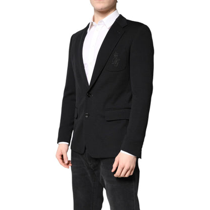 Dolce & Gabbana Black Wool Slim Fit Coat Blazer Jacket Suit