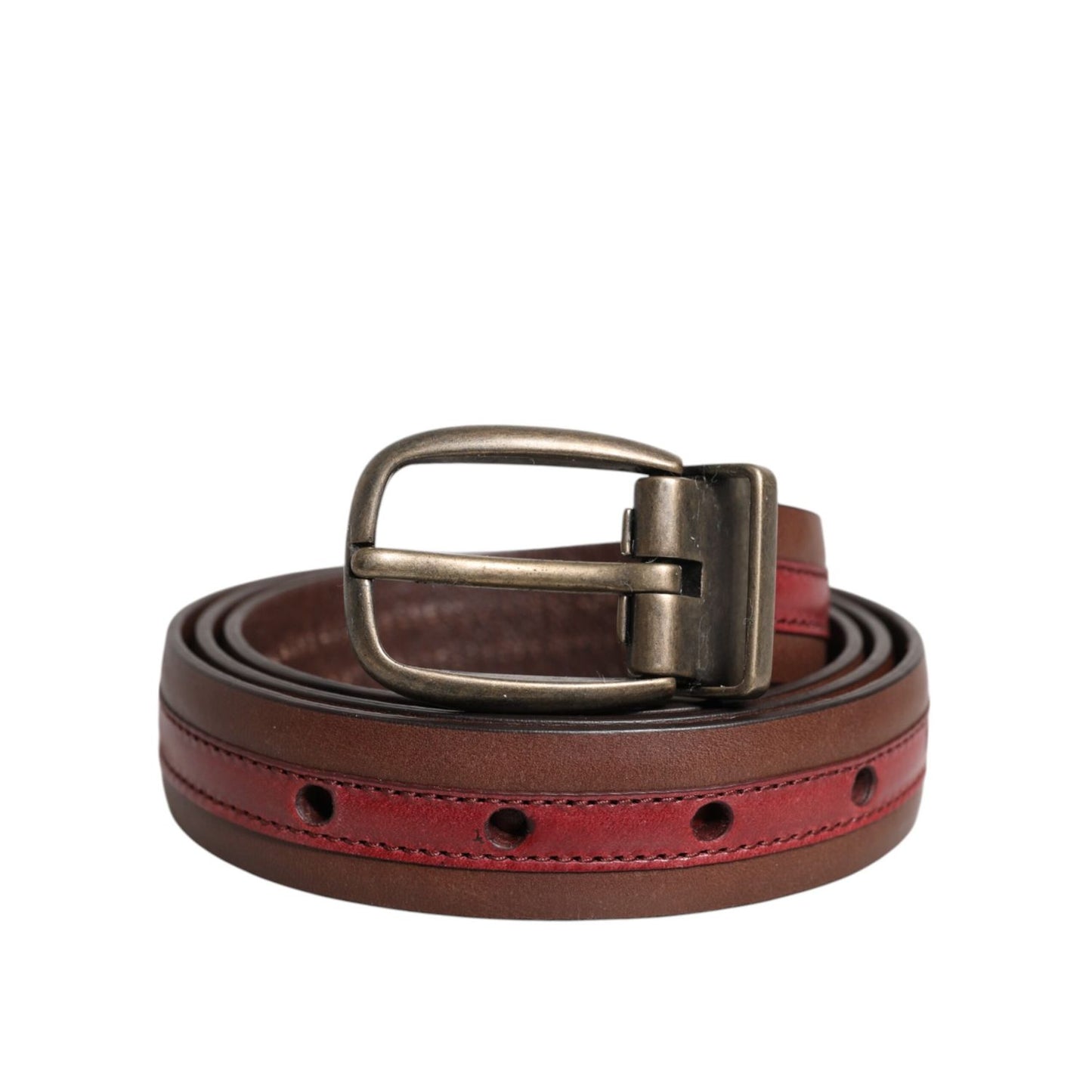 Dolce & Gabbana Burgundy Leather Metal Logo Buckle Belt