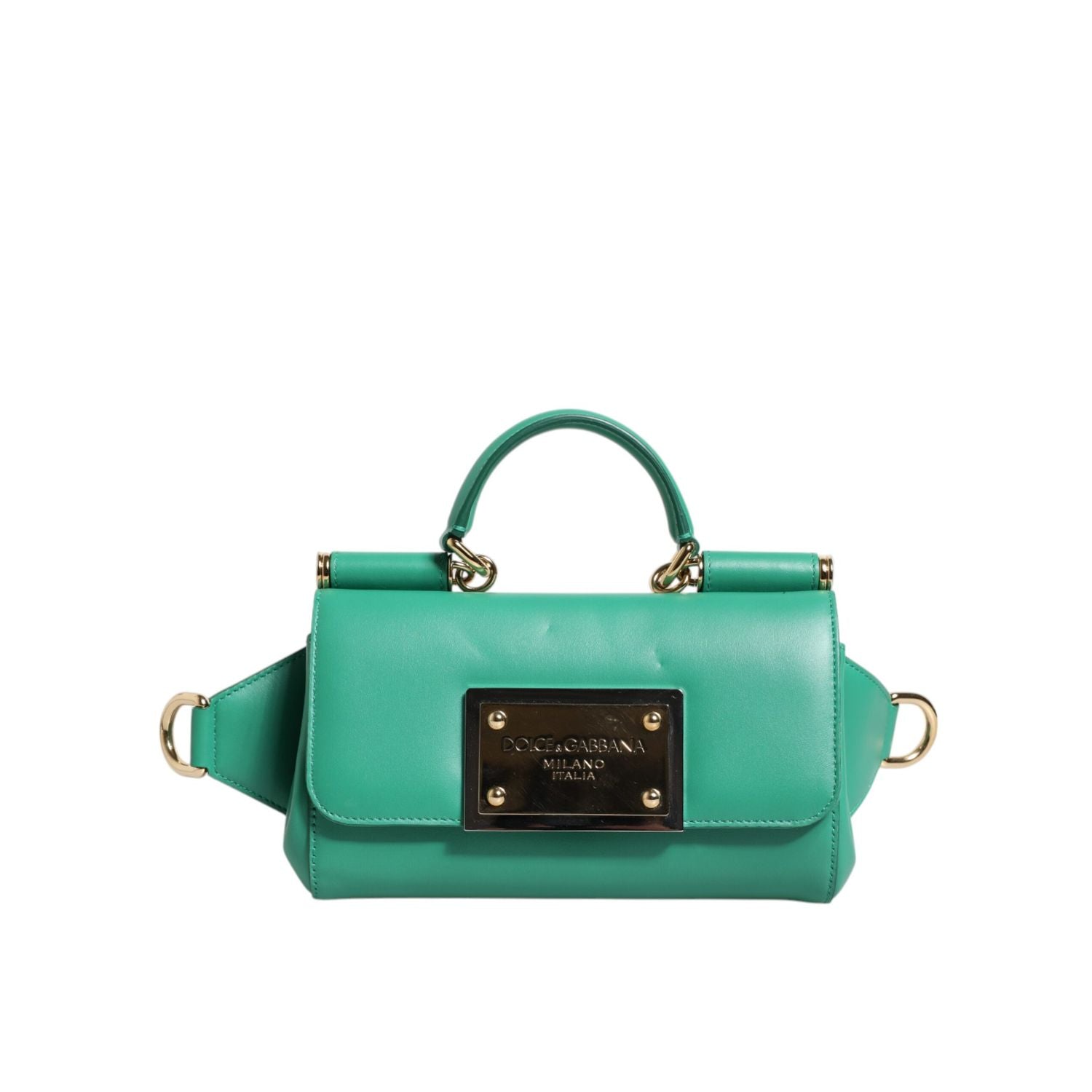 Dolce & Gabbana Emerald Green CalfskinLeather DG Logo Shoulder Bag