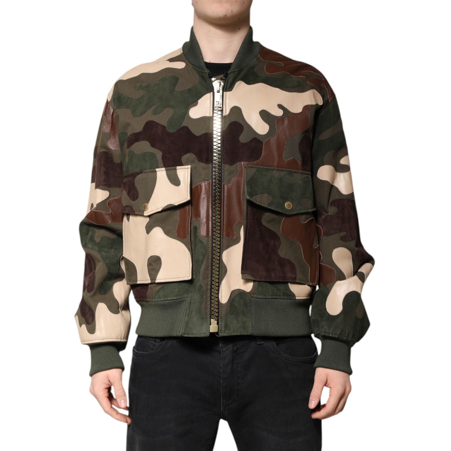 Dolce & Gabbana Multicolor Cotton Bomber Full Zip Jacket