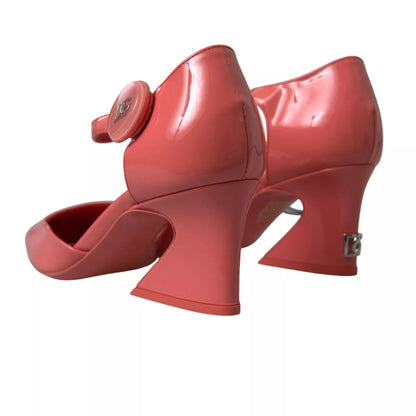 Dolce & Gabbana Peach Leather Ankle Strap Heels Sandals Shoes