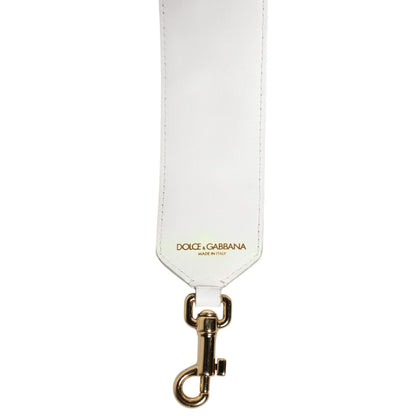 Dolce & Gabbana White Calfskin Raffia Embroidered Patchwork Shoulder Strap