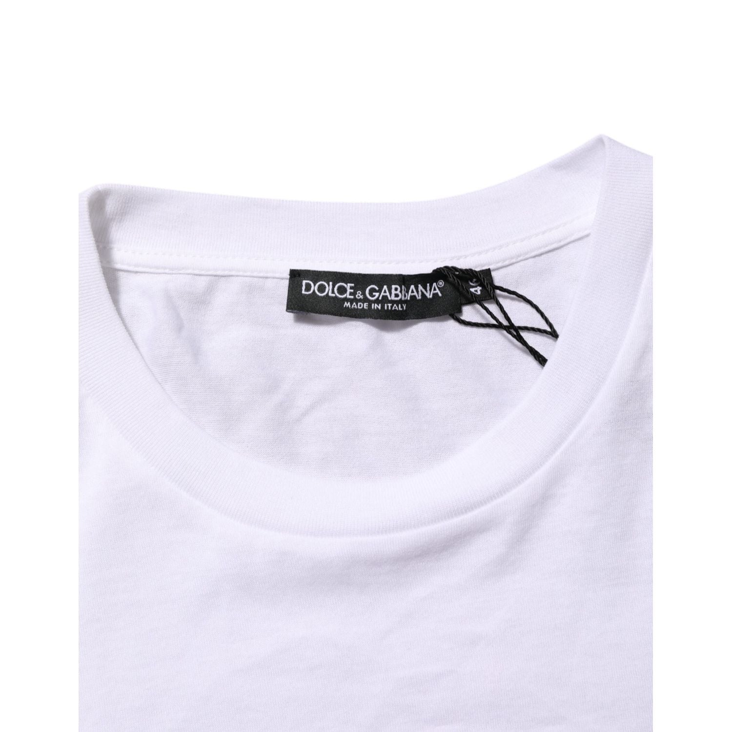 Dolce & Gabbana White Logo Print Cotton Men Crew Neck T-shirt