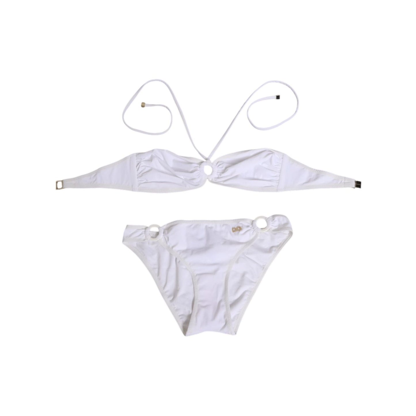 Dolce & Gabbana White Logo Swimsuit 2 Piece Top Bottom Swimwear