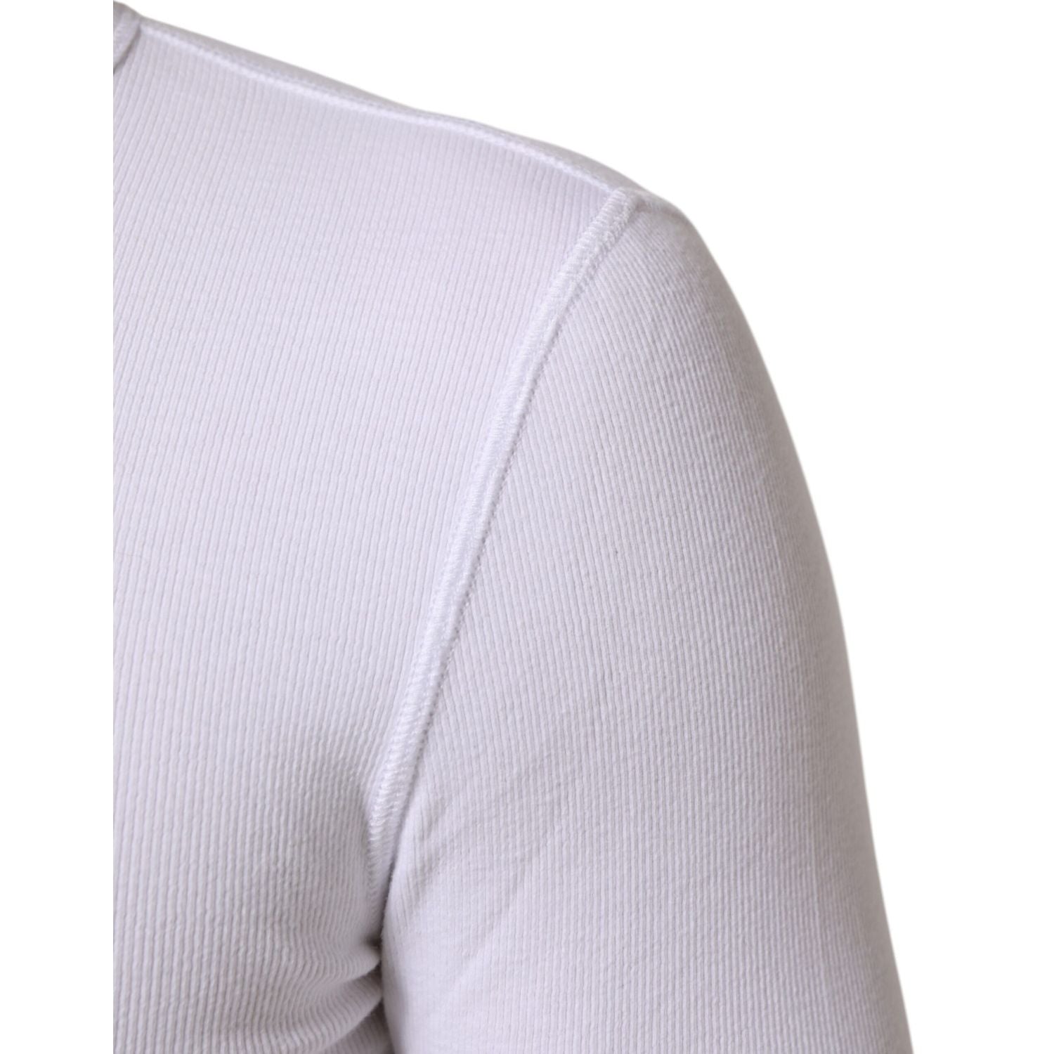 Dolce & Gabbana White Long Sleeves Button Closure T-shirt