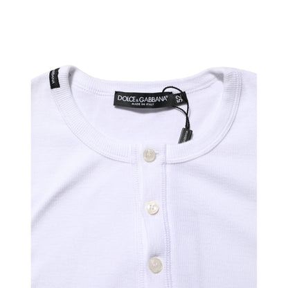 Dolce & Gabbana White Long Sleeves Button Closure T-shirt