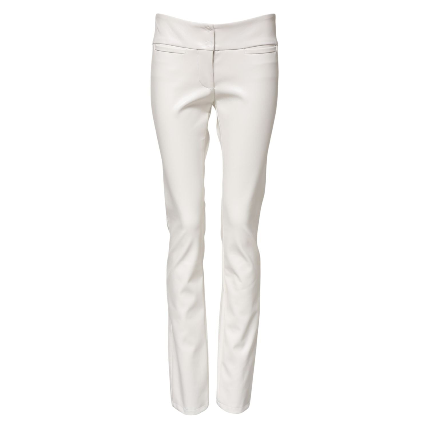 Dolce & Gabbana White Polyurethane High Waist Tapered Pants