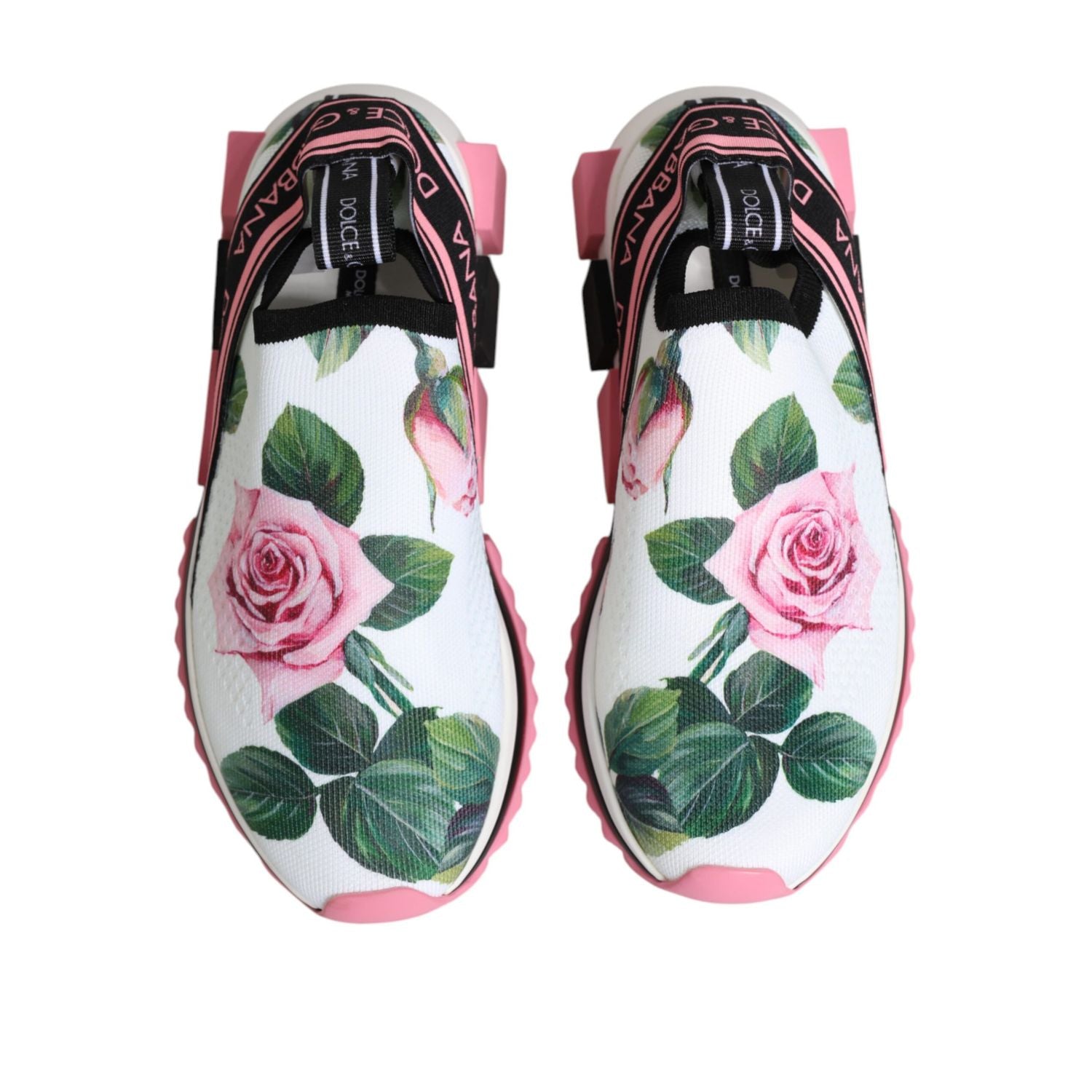 Dolce & Gabbana White Rose Print Sorrento Sneakers Shoes