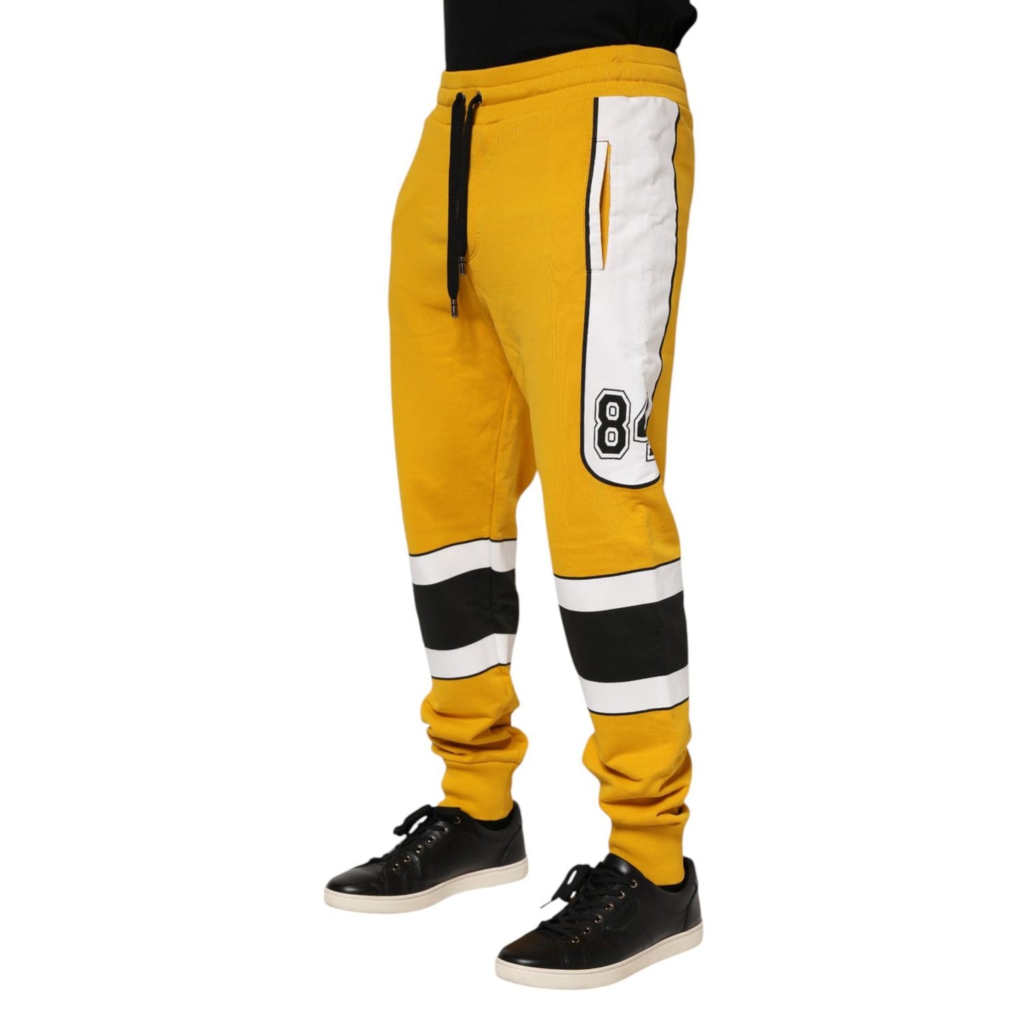 Dolce & Gabbana Yellow Print Cotton Drawstring Jogger Pants