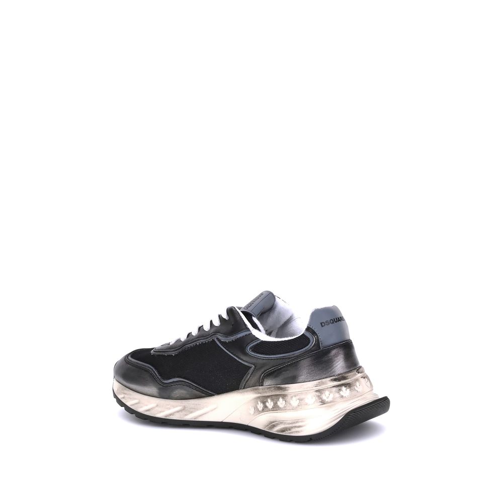 Dsquared² Black Calf Leather Bos Taurus Athletic Sneakers Dsquared²