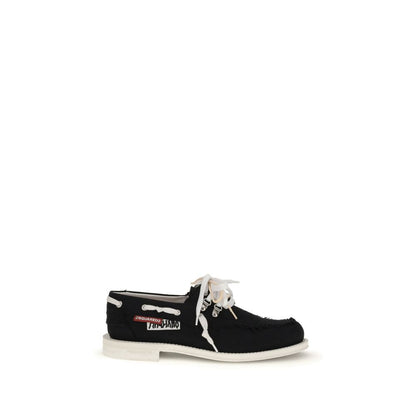Dsquared² Black Cotton Slip-On Loafers Dsquared²