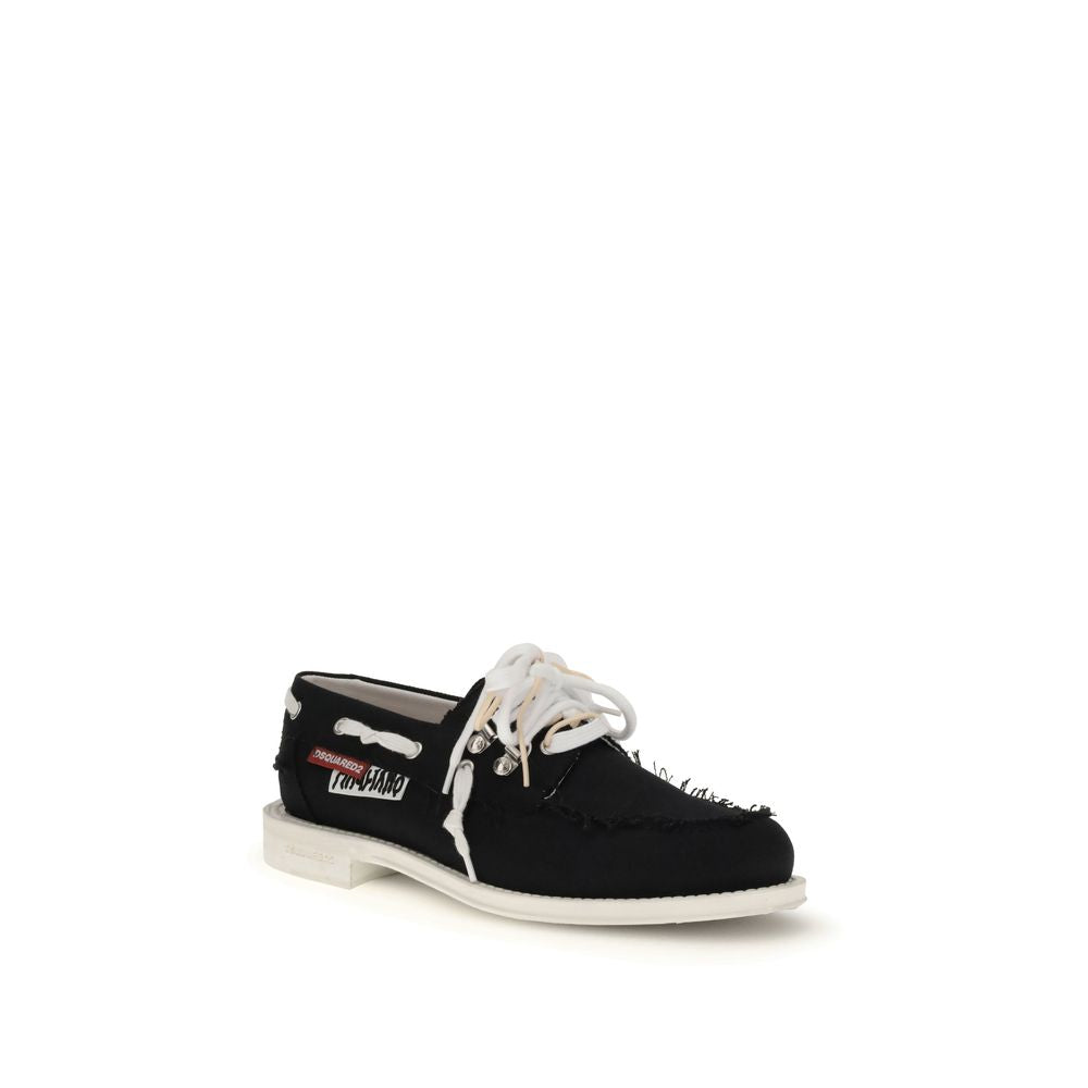Dsquared² Black Cotton Slip-On Loafers Dsquared²