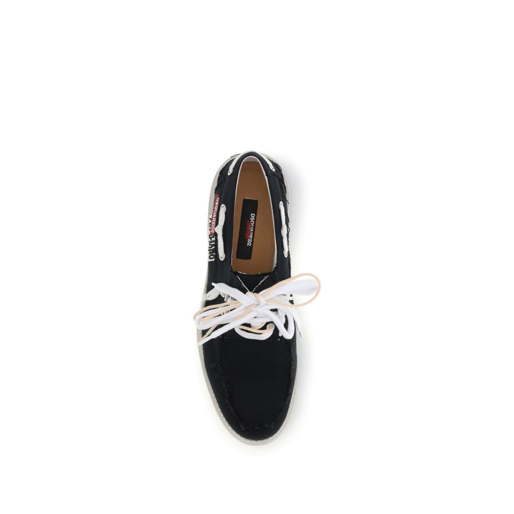 Dsquared² Black Cotton Slip-On Loafers Dsquared²