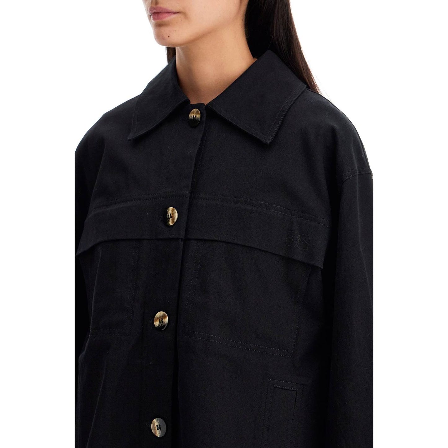 Ganni checked canvas jacket with textured pattern Jackets Ganni