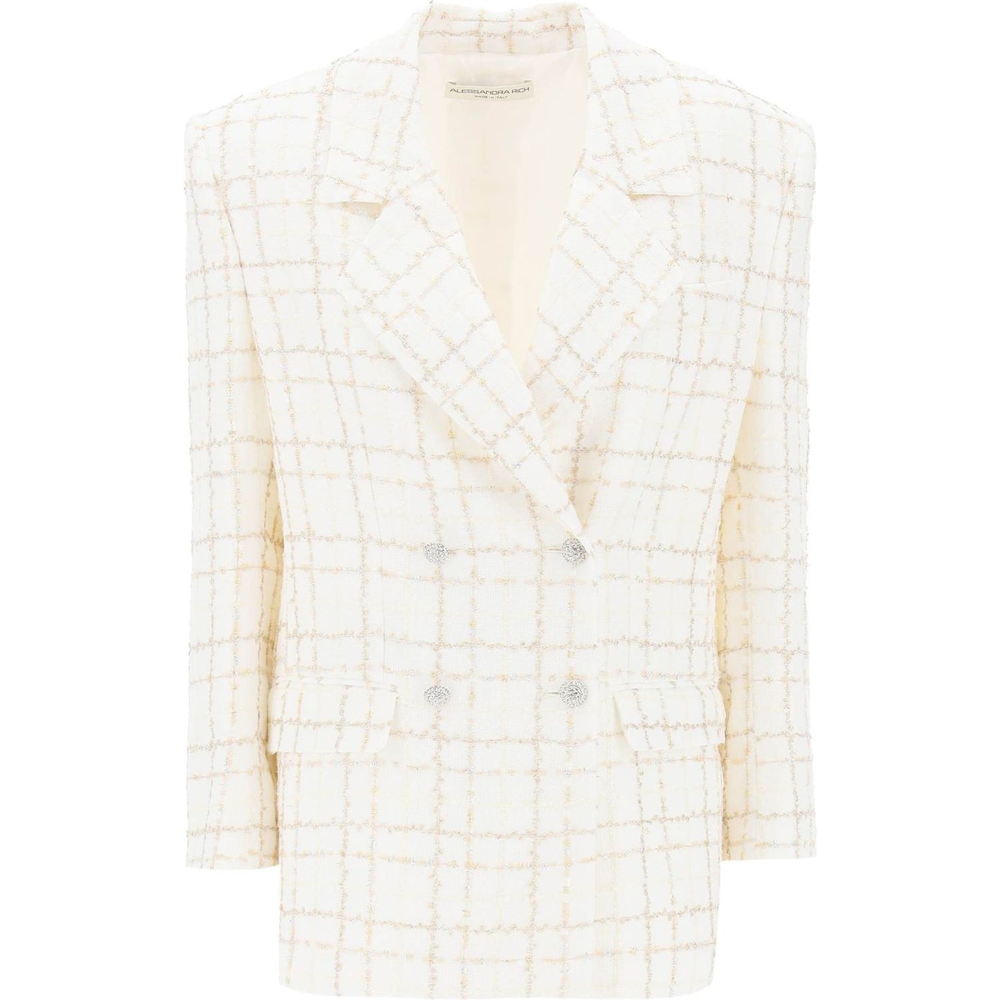 Alessandra Rich oversized tweed jacket with plaid pattern Jackets Alessandra Rich