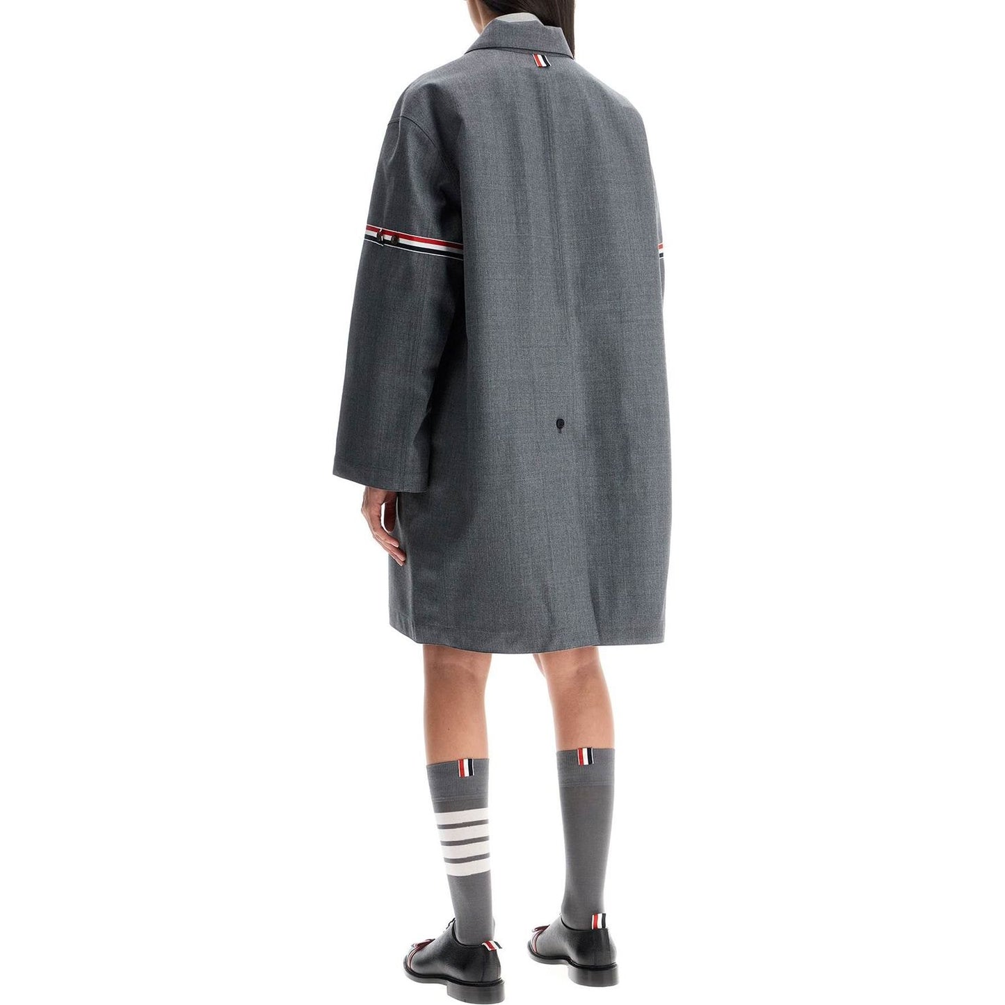 Thom Browne waterproof technical wool coat with rwb stripes Jackets Thom Browne